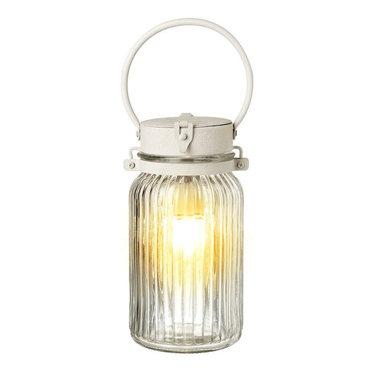 White Metal Glass LED Lantern