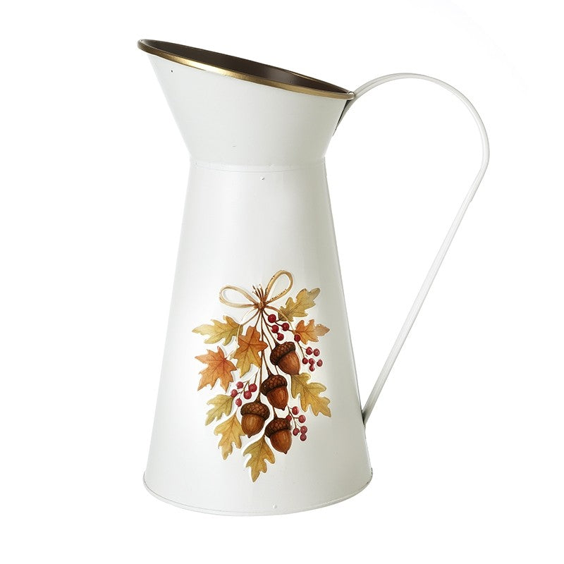 White Jug With Acorn Design