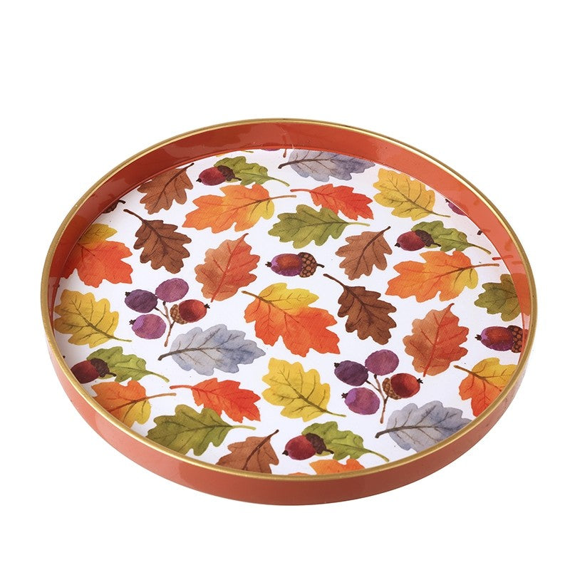 Round Autumn Leaf Tray