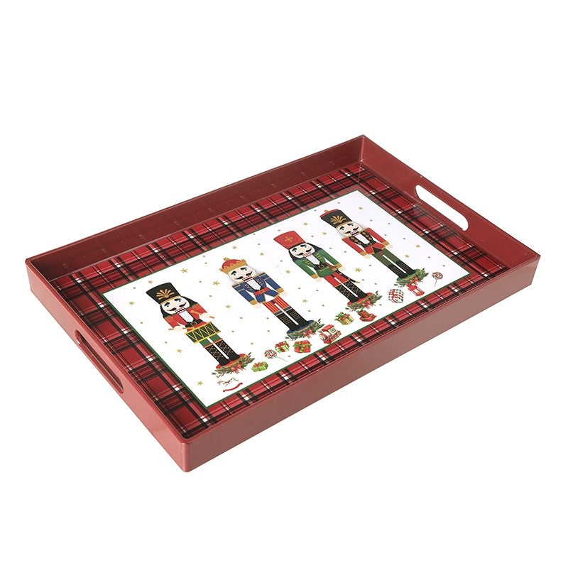 Red Christmas Nutcracker Tray