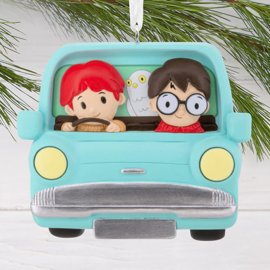 Collectable Harry Potter™ Hanging Ornament - Harry & Ron Flying Ford Design