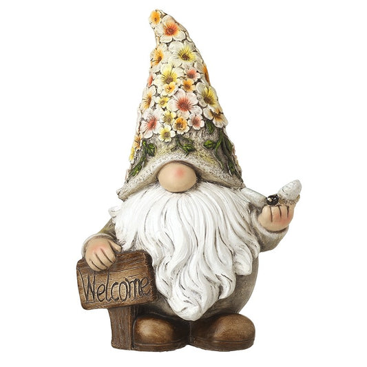 Welcome Garden Gonk In Floral Hat With Bee