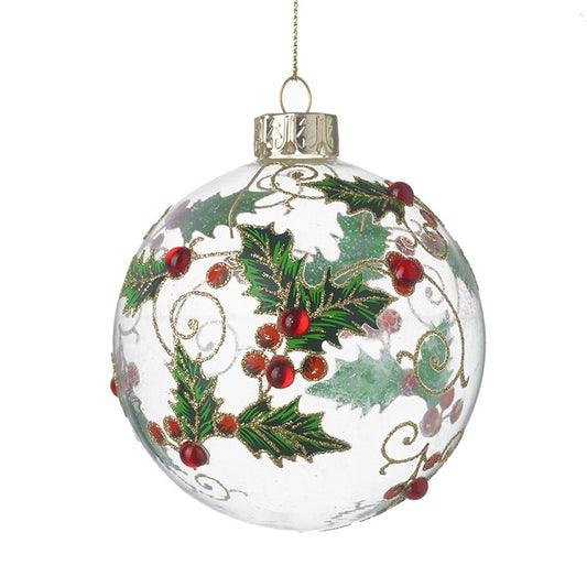 Holly Decorated Bauble