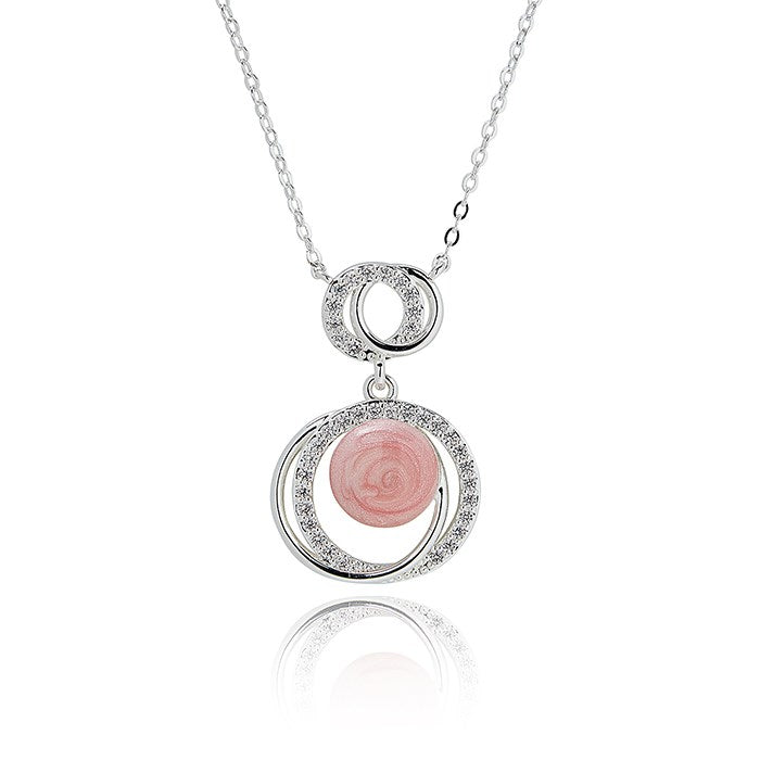 Iced Gem Glam Circles Silver Plated Necklace