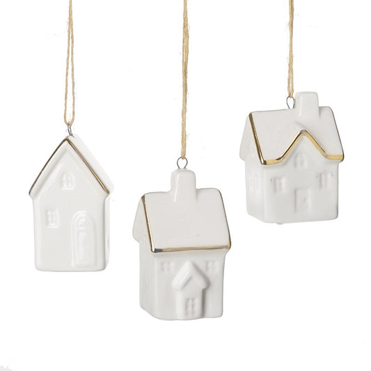 Hanging White & Gold Glass House