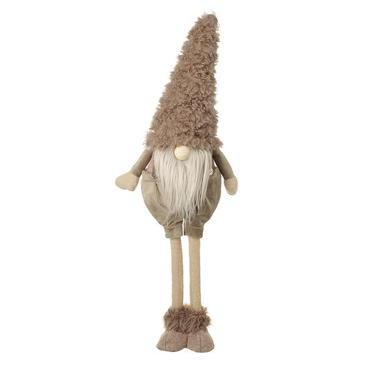 Winter Gonk In Fluffy Brown Hat Ornament with Extendable legs