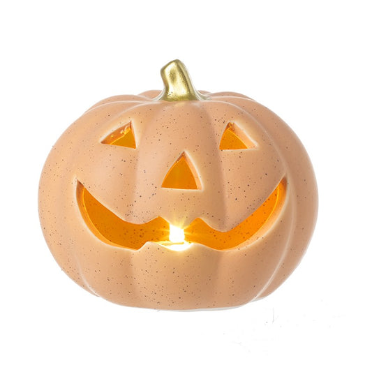 Light Up Porcelain Orange Pumpkin