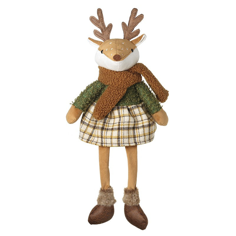 Deer In Tartan Skirt With Brown Scarf