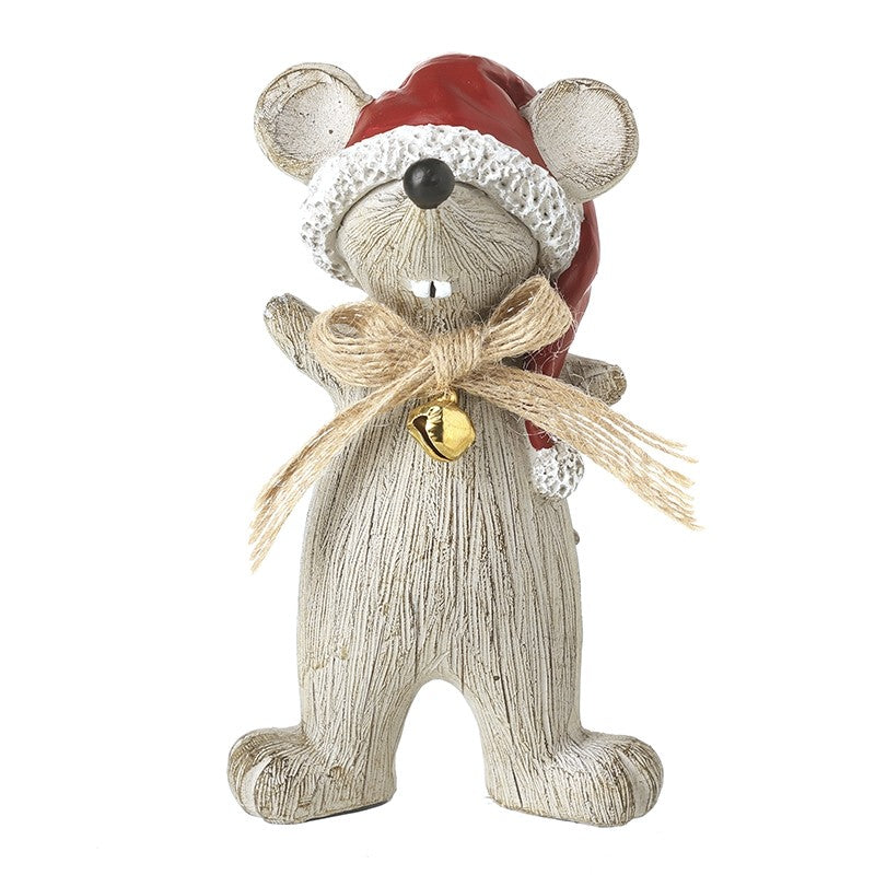 Standing Mouse With Santa Hat & Bow
