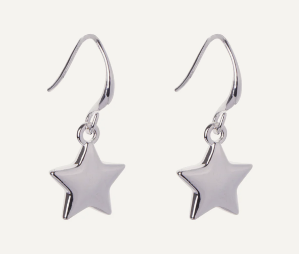 Silver Emily Star Hook Earrings