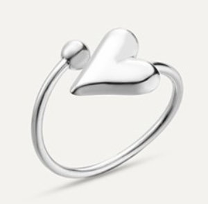 Heart Adjustable Silver Ring