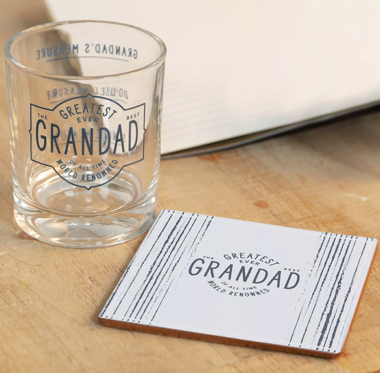 Grandad Whiskey Glass and Coaster Set