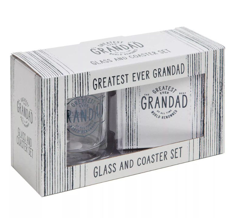 Grandad Whiskey Glass and Coaster Set