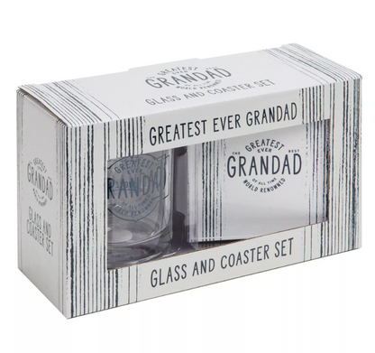 Grandad Whiskey Glass and Coaster Set