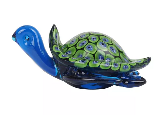 Objets d'Art Glass Figurine - Blue & Green Turtle