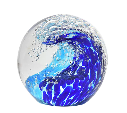 Objets d'art Glass Ornament - Ocean Wave Paperweight