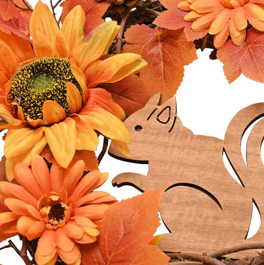 Country Living Natural Handmade Autumn Wreath With A Squirrel