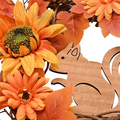 Country Living Natural Handmade Autumn Wreath With A Squirrel