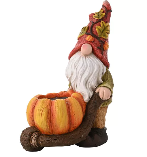 Country Living Outdoor Autumnal Gonk Pushing Pumpkin Wheelbarrow