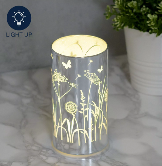 Glass Flower Design Tube with LED Lights 15cm