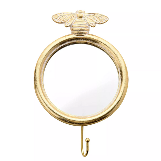 Gold Finish Bee Wall Hook Mirror