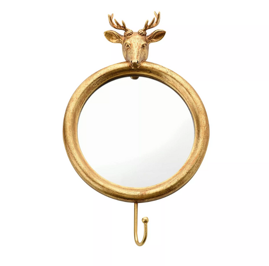 Gold Finish Stag Wall Hook Mirror