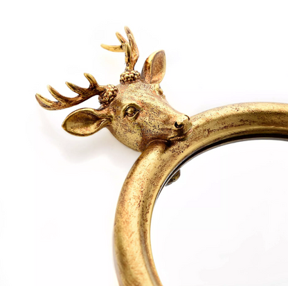 Gold Finish Stag Wall Hook Mirror