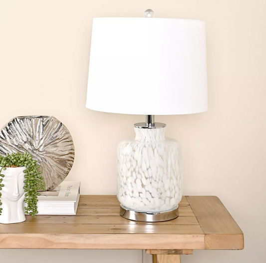 Hestia Table Lamp With White Confetti Glass Base 21.5"