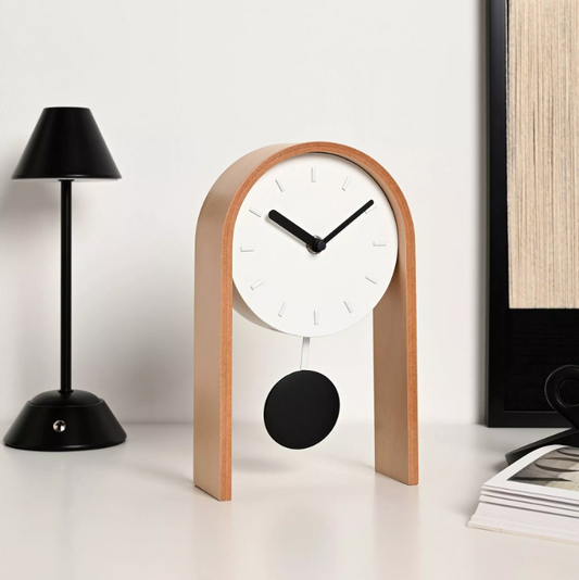 Interval Pendulum Wooden Desk Clock - Black & White