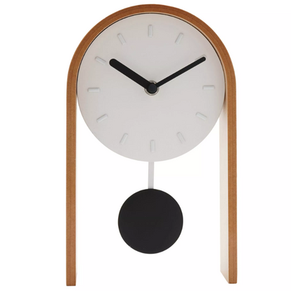 Interval Pendulum Wooden Desk Clock - Black & White