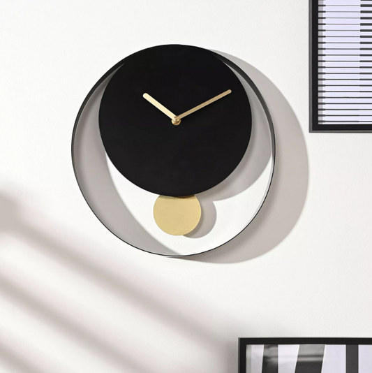 Interval Pendulum Wall Clock 30cm - Black & Gold