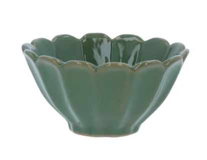 Gisela Graham Green Stoneware Fluted Mini Bowl