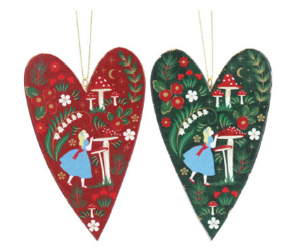 Wood Red/Green Heart w Alice Heart Dec