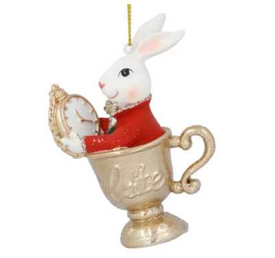 Resin White Rabbit in Teacup Decoration