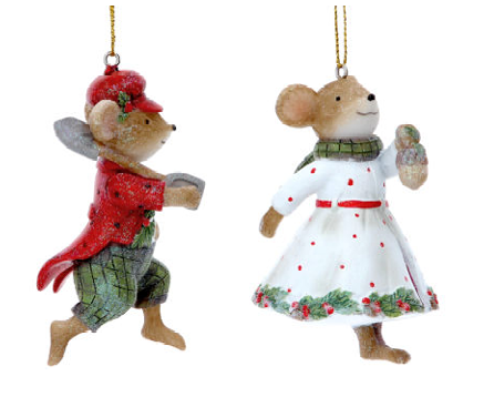 Resin Hanging Dec 8cm - Mr/Mrs Mouse