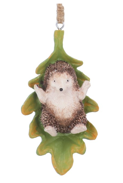 Hedgehog on Leaf Hanging Decoration