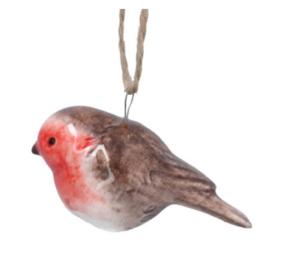 Hanging Ceramic Robin Ornament