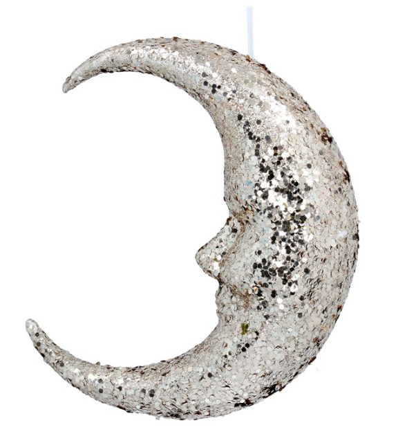 Gold Sparkle Moon Face Large Hanging Decoration