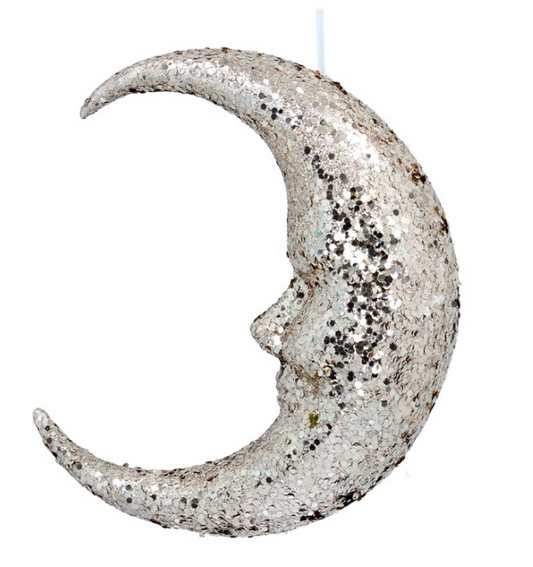Gold Sparkle Moon Face Large Hanging Decoration
