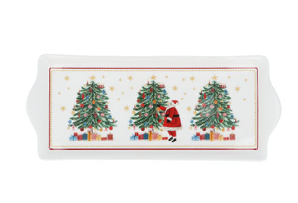Nostalgia Santa/Tree New Bone China Rectangular Plate