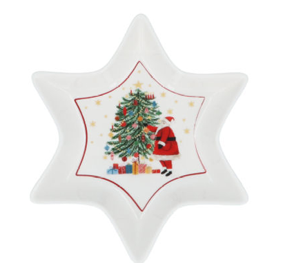 Nostalgia Santa & Tree New Bone China Star Dish