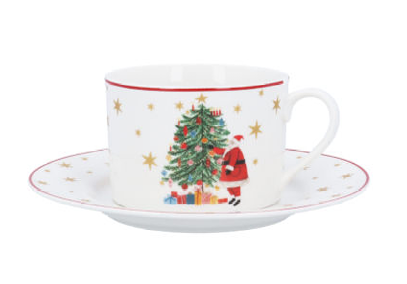 Nostalgia New Bone China Santa Tree - Cup & Saucer