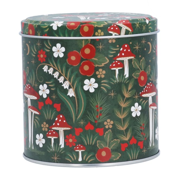 Metal Chocolate Tin 10cm - Red Toadstools