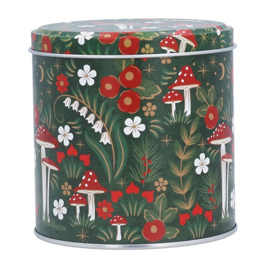 Metal Chocolate Tin 10cm - Red Toadstools