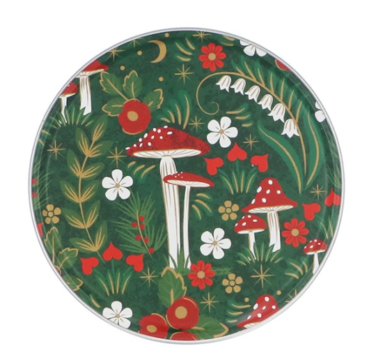 Metal Chocolate Tin 10cm - Red Toadstools
