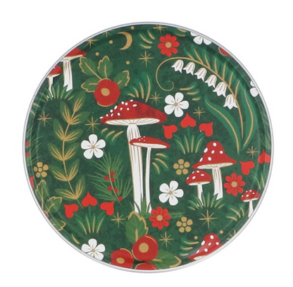 Metal Chocolate Tin 10cm - Red Toadstools