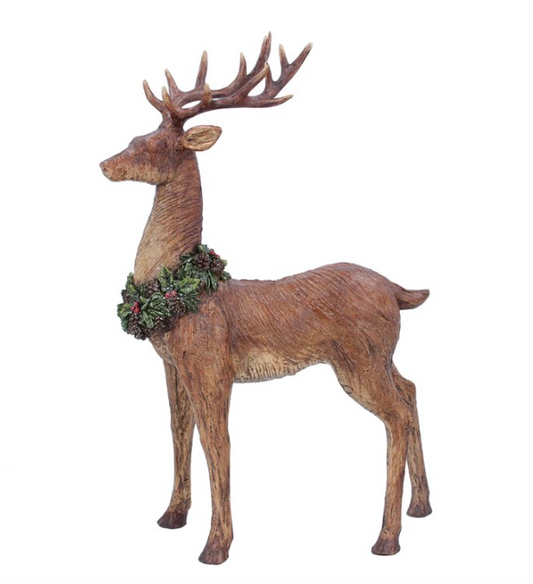 Stag with Wreath Resin Ornament 42cm