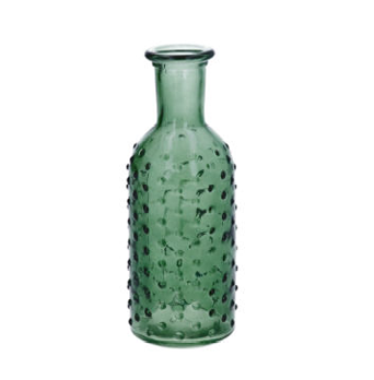 Green Dimple Glass Bottle Vase