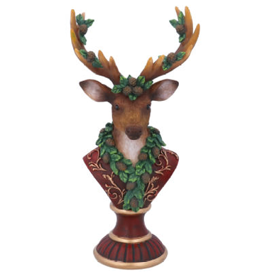 Reindeer Bust with Leaf Garland resin Ornament