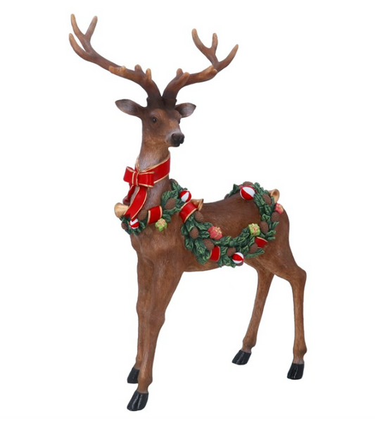 Stag with Wreath Saddle Resin Ornament 45cm